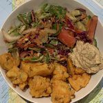 Potato Bites with Salad & Hummus